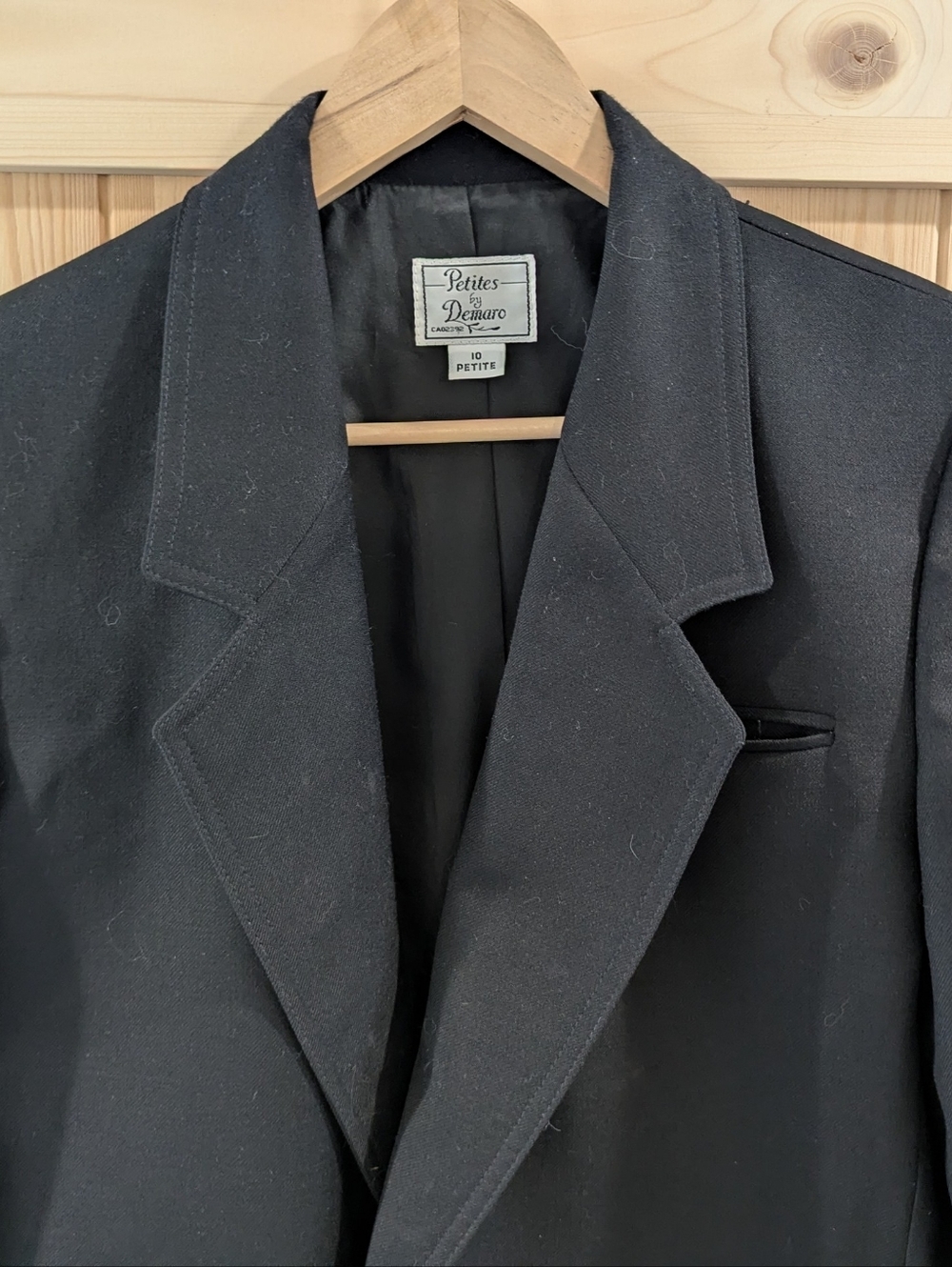 Petites by Demaro 100% Wool Black Double Breasted Blazer - Picture 9 of 10